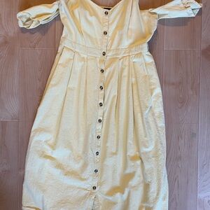Lulu's Sunny Yellow Button-Front Midi Dress